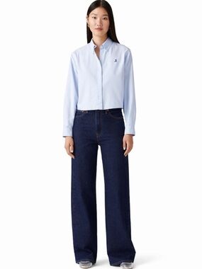 Levi's Ribcage Wide Leg High Rise Jeans 27x32 Shaded View Dark Wash NWT